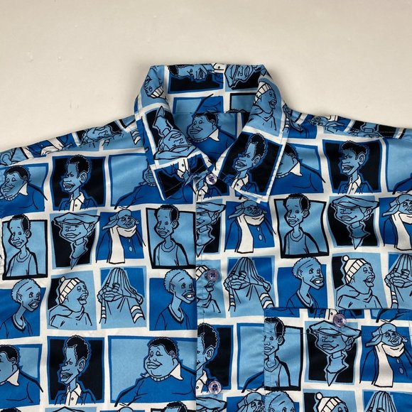 Vintage Fat Albert Platinum Fubu Shirt Mens XL All Over Print Button Front - Picture 3 of 12